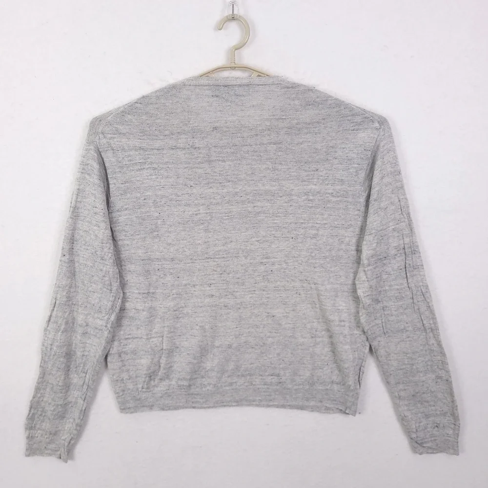 Polo Ralph Lauren Linen Sweater Mens Large Grey Crewneck Long Sleeve Knit